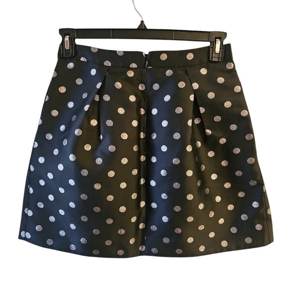 J. CREW SZ 4 black silver polka dot holiday skirt with pockets WSK15 - Picture 3 of 7
